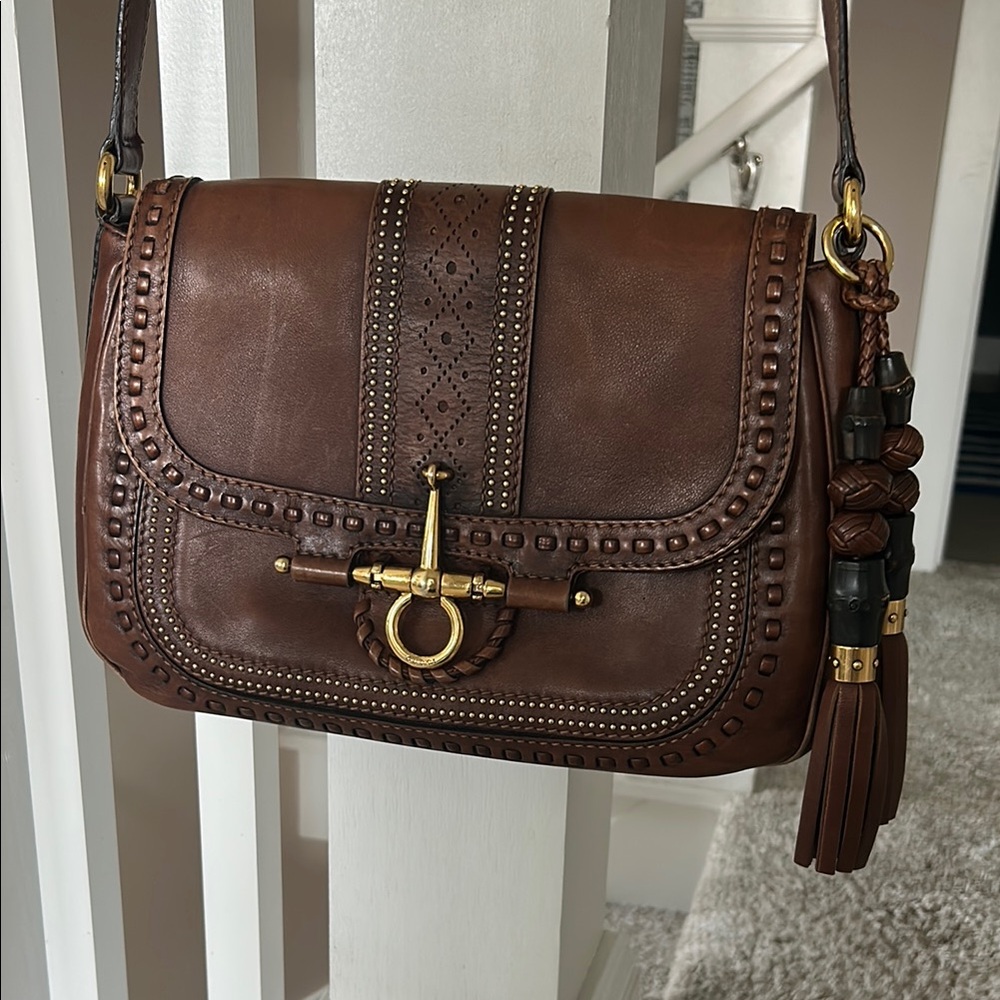 Gucci Medium Snafflebit Brown Leather Shoulder Bag
